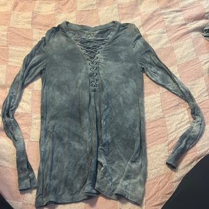 American eagle soft and sexy collection gray tie dye lace down top